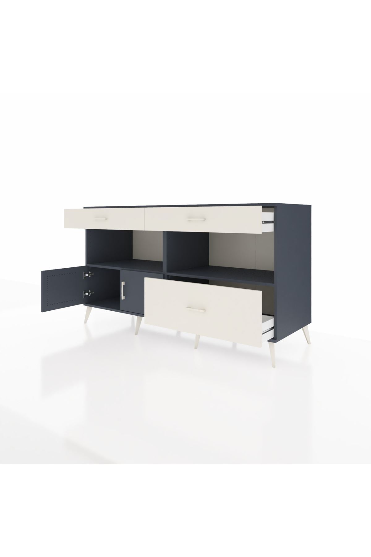 Kronos Konsol 2 Raflı 3 Çekmeceli 2 Kapaklı 176x59x99 Antrasit-Antrasit/Aytaşı