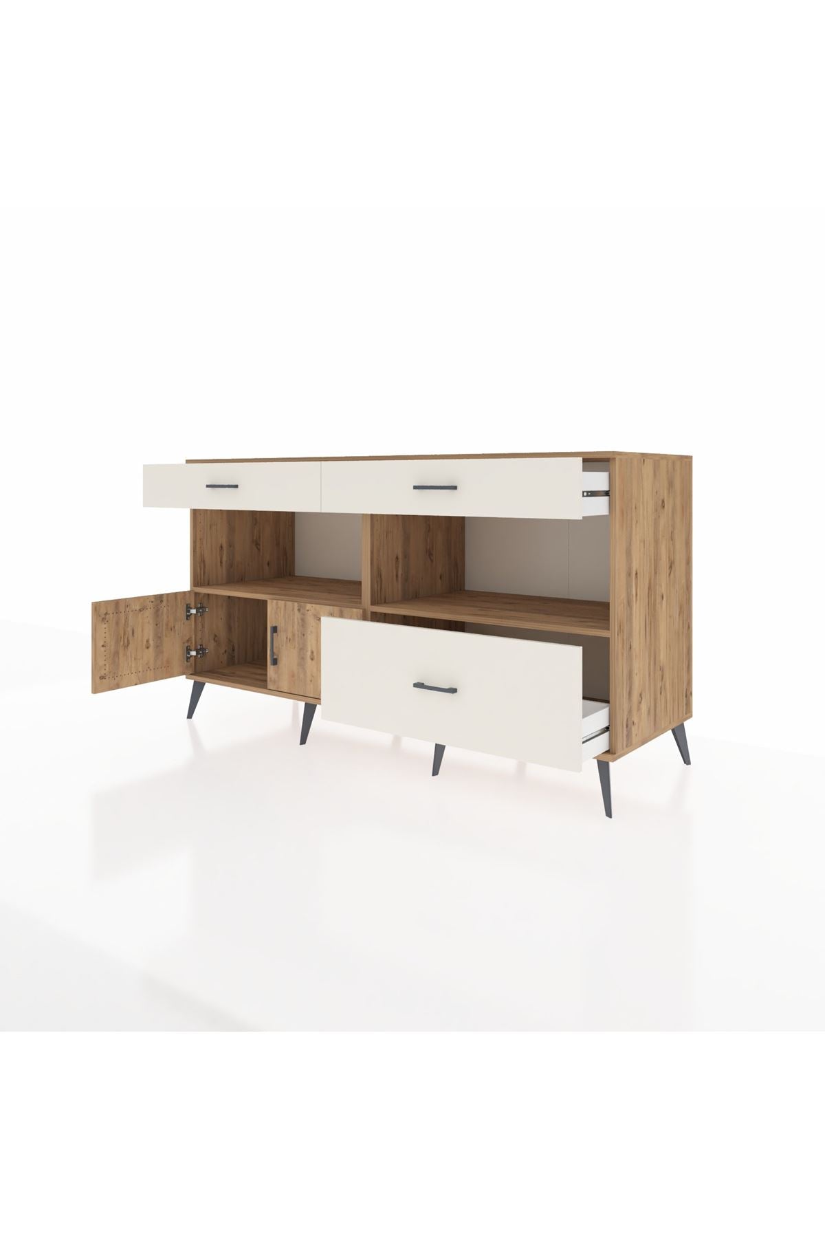 Kronos Konsol 2 Raflı 3 Çekmeceli 2 Kapaklı 176x59x99 Çam-Çam/Aytaşı