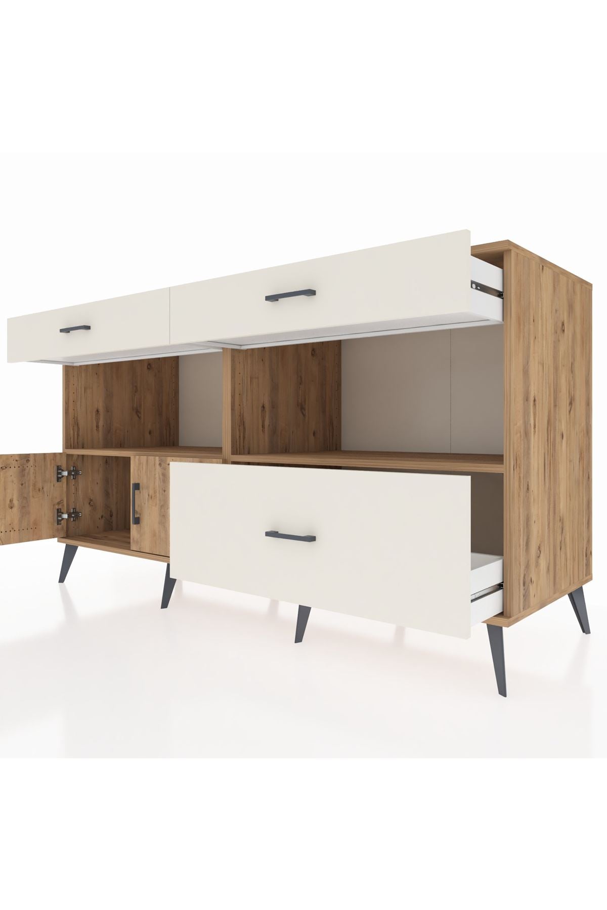 Kronos Konsol 2 Raflı 3 Çekmeceli 2 Kapaklı 176x59x99 Çam-Çam/Aytaşı