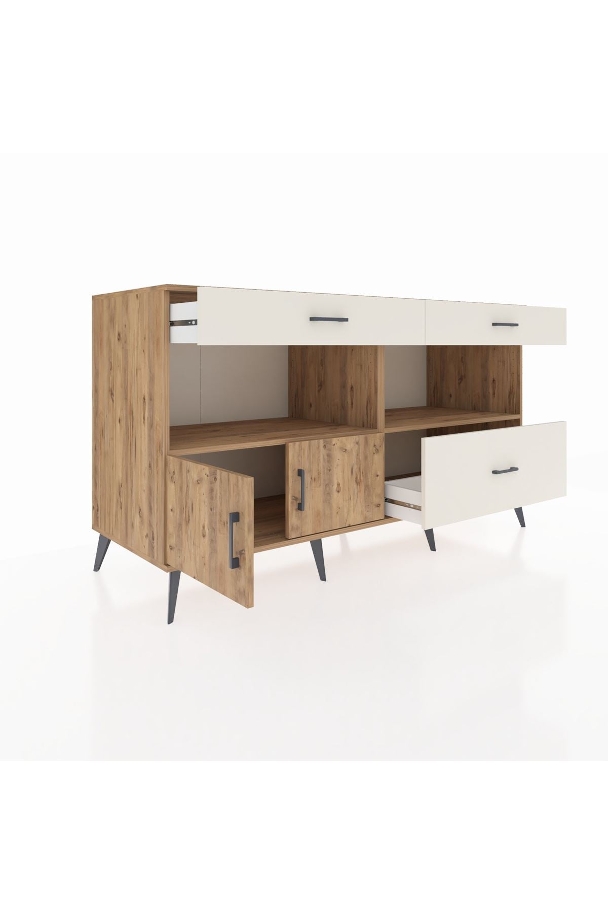 Kronos Konsol 2 Raflı 3 Çekmeceli 2 Kapaklı 176x59x99 Çam-Çam/Aytaşı