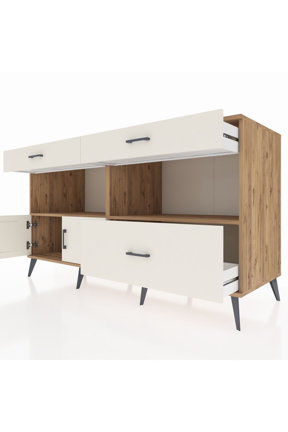 Kronos Konsol 2 Raflı 3 Çekmeceli 2 Kapaklı 176x59x99 Çam-Aytaşı