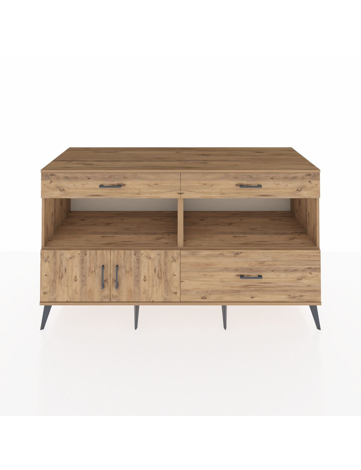 Kronos Konsol 2 Raflı 3 Çekmeceli 2 Kapaklı 176x59x99 Çam-Çam