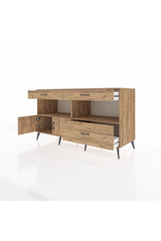 Kronos Konsol 2 Raflı 3 Çekmeceli 2 Kapaklı 176x59x99 Çam-Çam