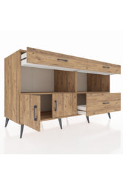 Kronos Konsol 2 Raflı 3 Çekmeceli 2 Kapaklı 176x59x99 Çam-Çam