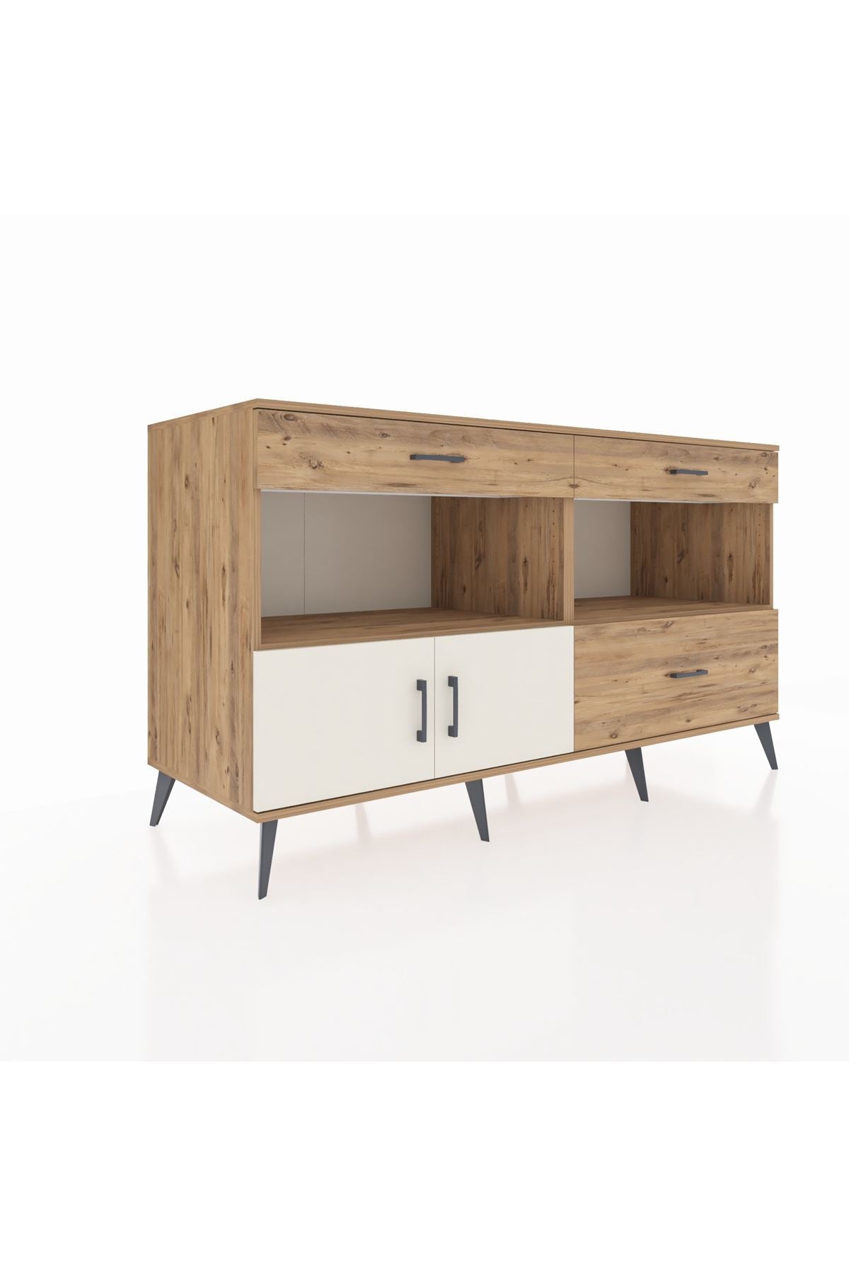 Kronos Konsol 2 Raflı 3 Çekmeceli 2 Kapaklı 176x59x99 Çam-Aytaşı/Çam