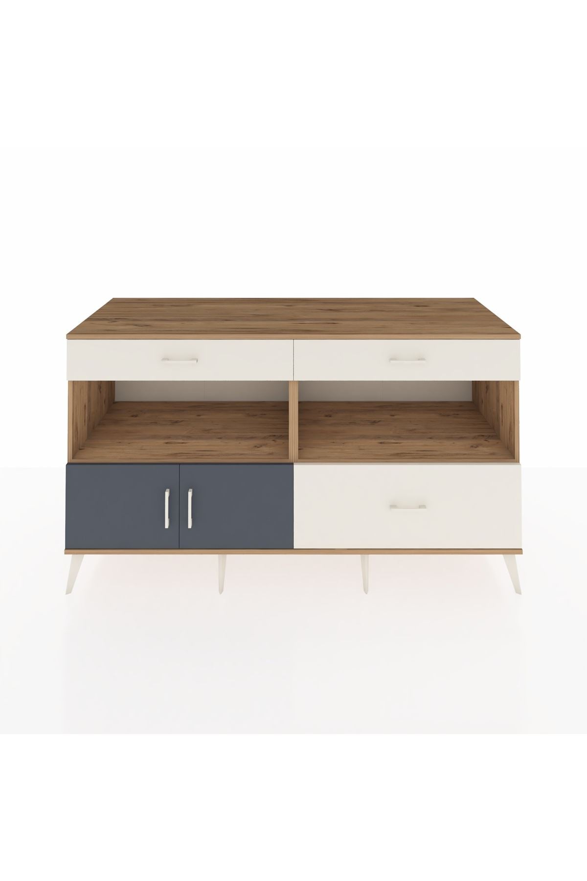 Kronos Konsol 2 Raflı 3 Çekmeceli 2 Kapaklı 176x59x99 Çam-Antrasit/Aytaşı