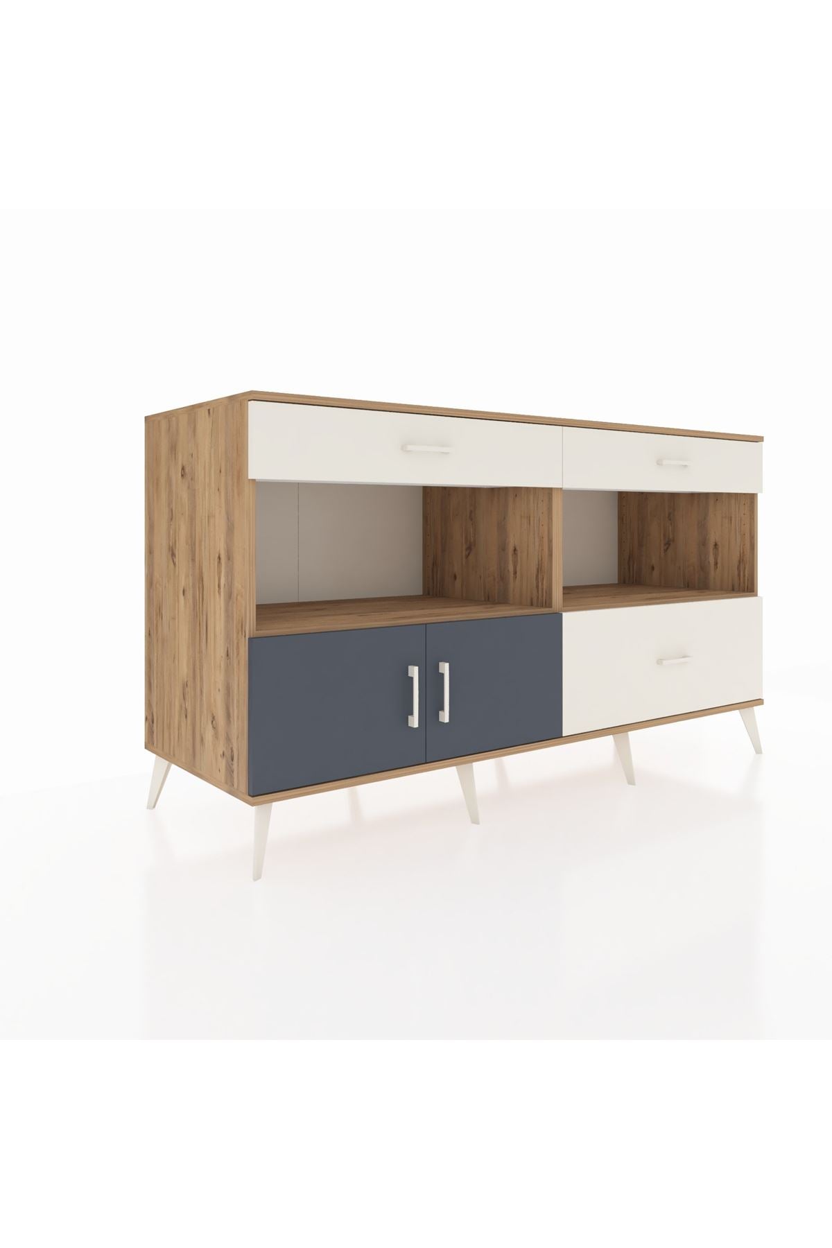 Kronos Konsol 2 Raflı 3 Çekmeceli 2 Kapaklı 176x59x99 Çam-Antrasit/Aytaşı