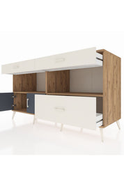 Kronos Konsol 2 Raflı 3 Çekmeceli 2 Kapaklı 176x59x99 Çam-Antrasit/Aytaşı