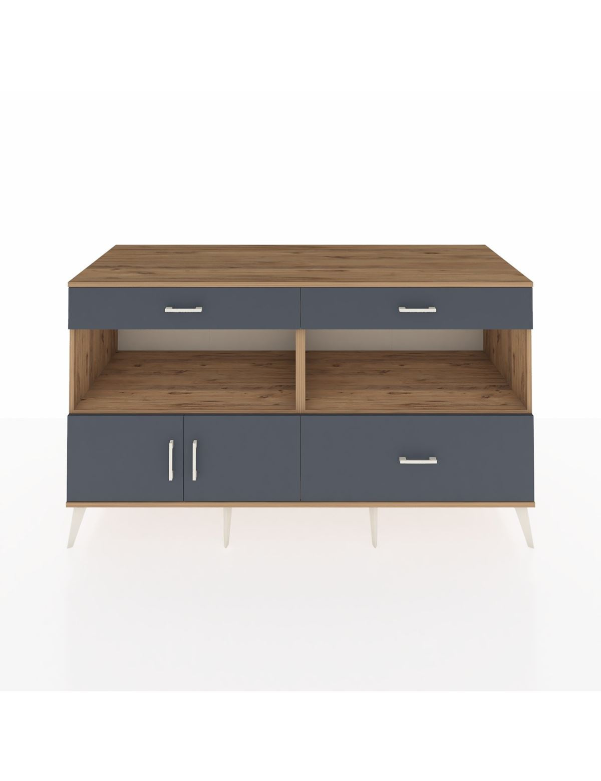 Kronos Konsol 2 Raflı 3 Çekmeceli 2 Kapaklı 176x59x99 Çam-Antrasit