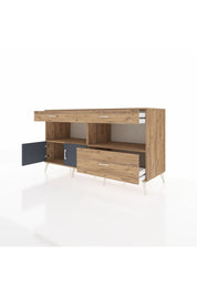 Kronos Konsol 2 Raflı 3 Çekmeceli 2 Kapaklı 176x59x99 Çam-Antrasit/Çam