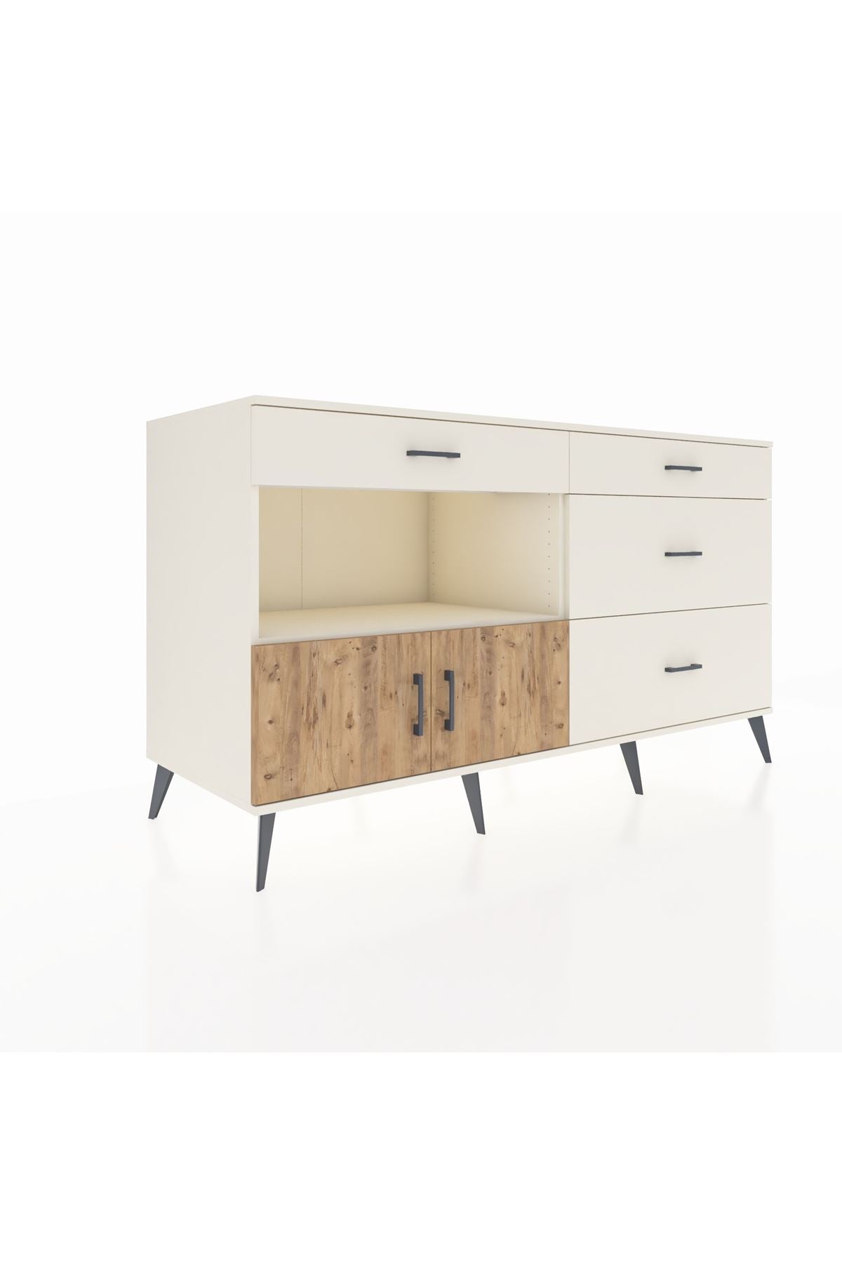 Kronos Konsol Tek Raflı 4 Çekmeceli 2 Kapaklı 176x59x99 Aytaşı-Çam/Aytaşı