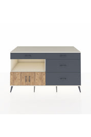 Kronos Konsol Tek Raflı 4 Çekmeceli 2 Kapaklı 176x59x99 Aytaşı-Çam/Antrasit