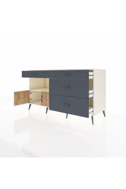 Kronos Konsol Tek Raflı 4 Çekmeceli 2 Kapaklı 176x59x99 Aytaşı-Çam/Antrasit