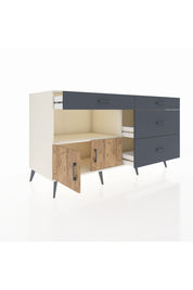 Kronos Konsol Tek Raflı 4 Çekmeceli 2 Kapaklı 176x59x99 Aytaşı-Çam/Antrasit