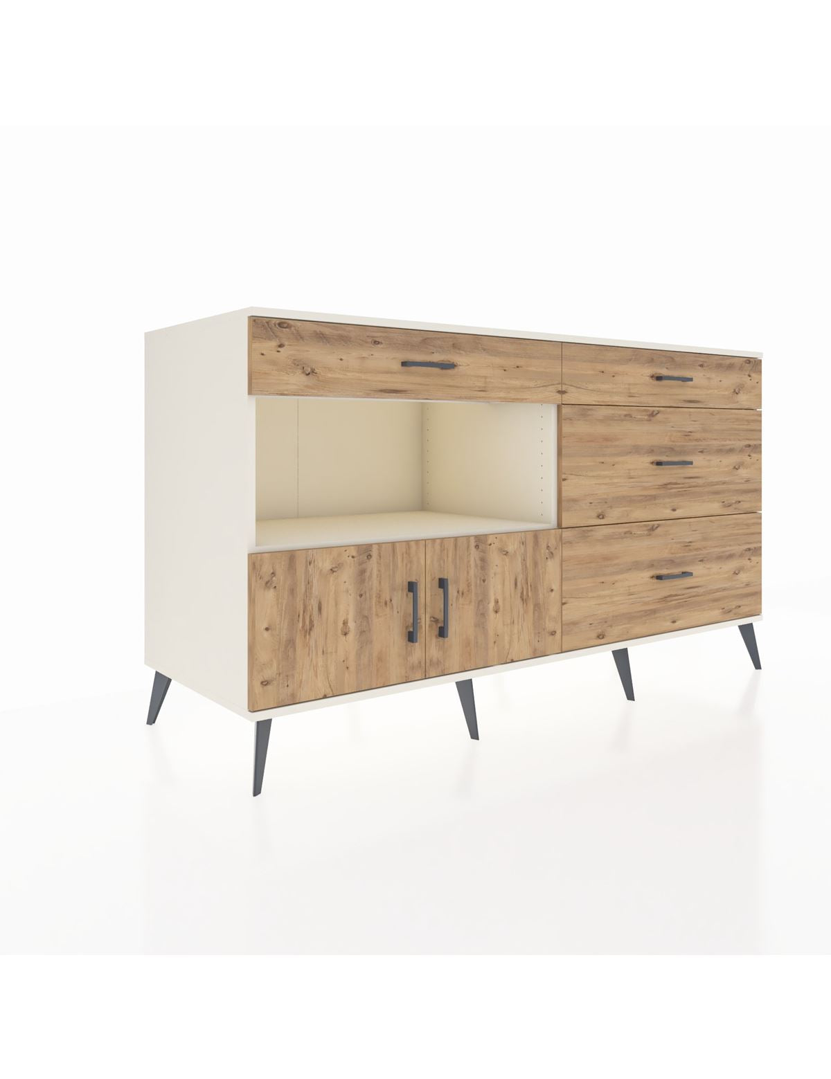 Kronos Konsol Tek Raflı 4 Çekmeceli 2 Kapaklı 176x59x99 Aytaşı-Çam