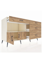 Kronos Konsol Tek Raflı 4 Çekmeceli 2 Kapaklı 176x59x99 Aytaşı-Çam