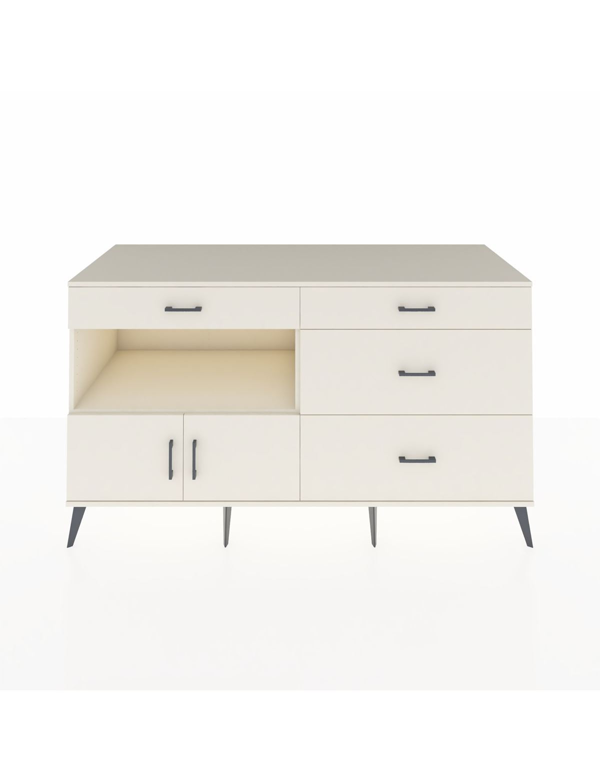 Kronos Konsol Tek Raflı 4 Çekmeceli 2 Kapaklı 176x59x99 Aytaşı-Aytaşı