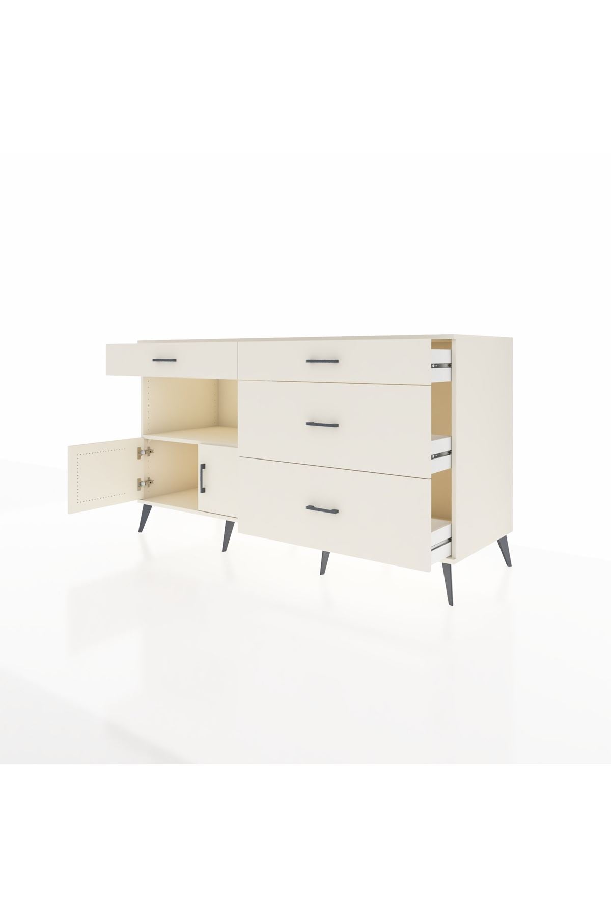 Kronos Konsol Tek Raflı 4 Çekmeceli 2 Kapaklı 176x59x99 Aytaşı-Aytaşı