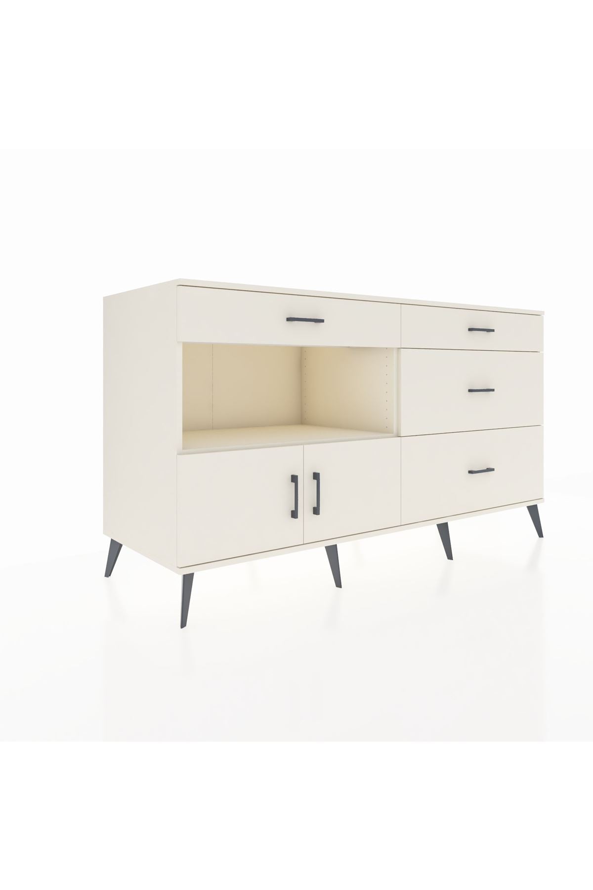 Kronos Konsol Tek Raflı 4 Çekmeceli 2 Kapaklı 176x59x99 Aytaşı-Aytaşı