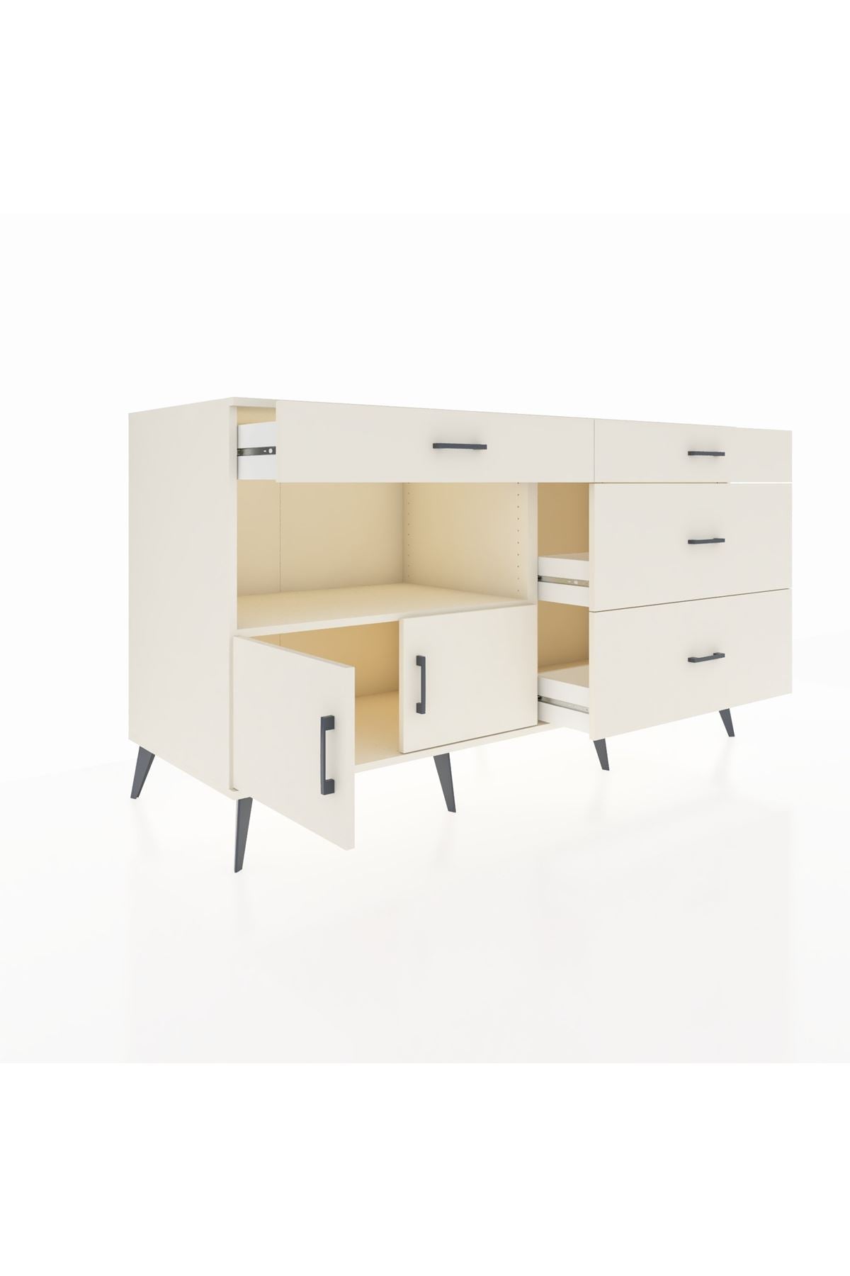 Kronos Konsol Tek Raflı 4 Çekmeceli 2 Kapaklı 176x59x99 Aytaşı-Aytaşı