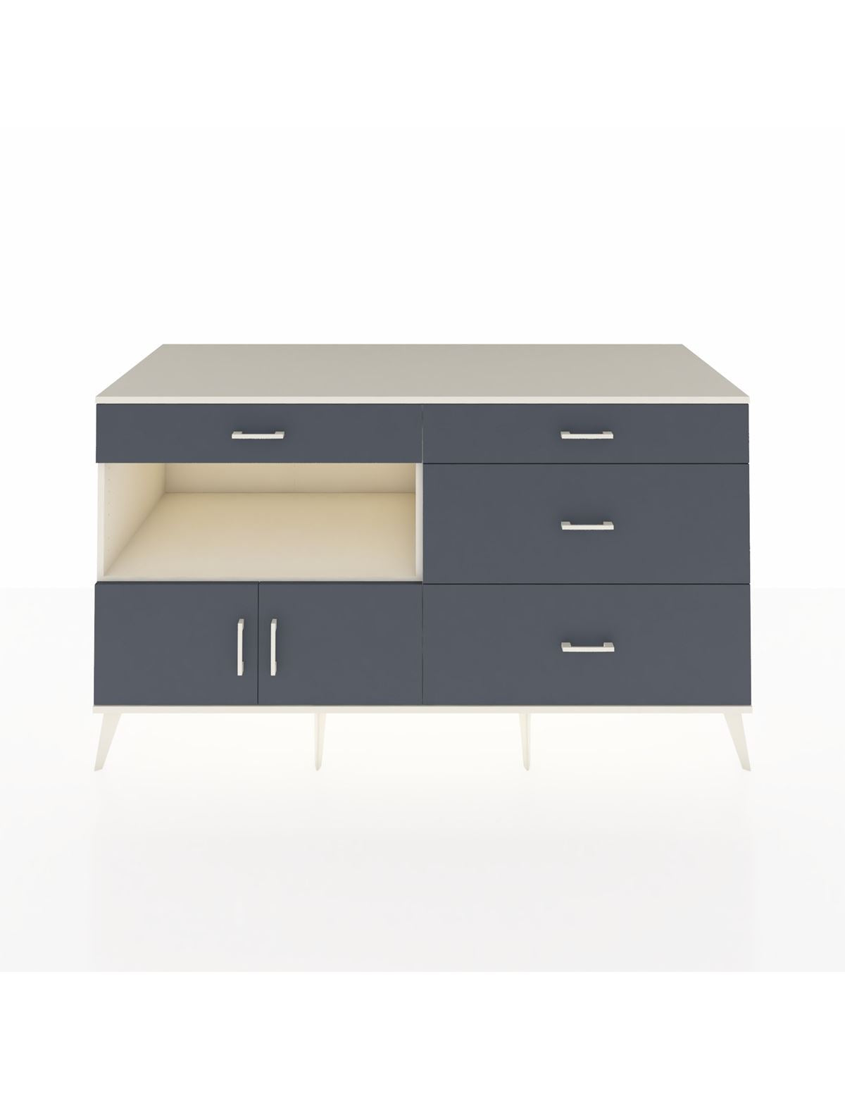 Kronos Konsol Tek Raflı 4 Çekmeceli 2 Kapaklı 176x59x99 Aytaşı-Antrasit