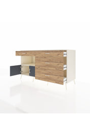 Kronos Konsol Tek Raflı 4 Çekmeceli 2 Kapaklı 176x59x99 Aytaşı-Antrasit/Çam