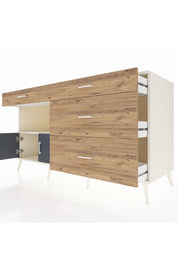 Kronos Konsol Tek Raflı 4 Çekmeceli 2 Kapaklı 176x59x99 Aytaşı-Antrasit/Çam