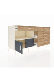 Kronos Konsol Tek Raflı 4 Çekmeceli 2 Kapaklı 176x59x99 Aytaşı-Antrasit/Çam