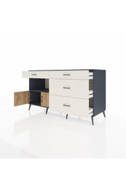 Kronos Konsol Tek Raflı 4 Çekmeceli 2 Kapaklı 176x59x99 Antrasit-Çam/Aytaşı