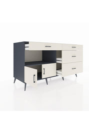 Kronos Konsol Tek Raflı 4 Çekmeceli 2 Kapaklı 176x59x99 Antrasit-Aytaşı