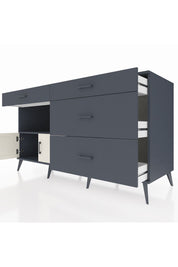 Kronos Konsol Tek Raflı 4 Çekmeceli 2 Kapaklı 176x59x99 Antrasit-Aytaşı/Antrasit