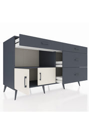 Kronos Konsol Tek Raflı 4 Çekmeceli 2 Kapaklı 176x59x99 Antrasit-Aytaşı/Antrasit