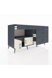 Kronos Konsol Tek Raflı 4 Çekmeceli 2 Kapaklı 176x59x99 Antrasit-Aytaşı/Antrasit