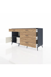 Kronos Konsol Tek Raflı 4 Çekmeceli 2 Kapaklı 176x59x99 Antrasit-Aytaşı/Çam