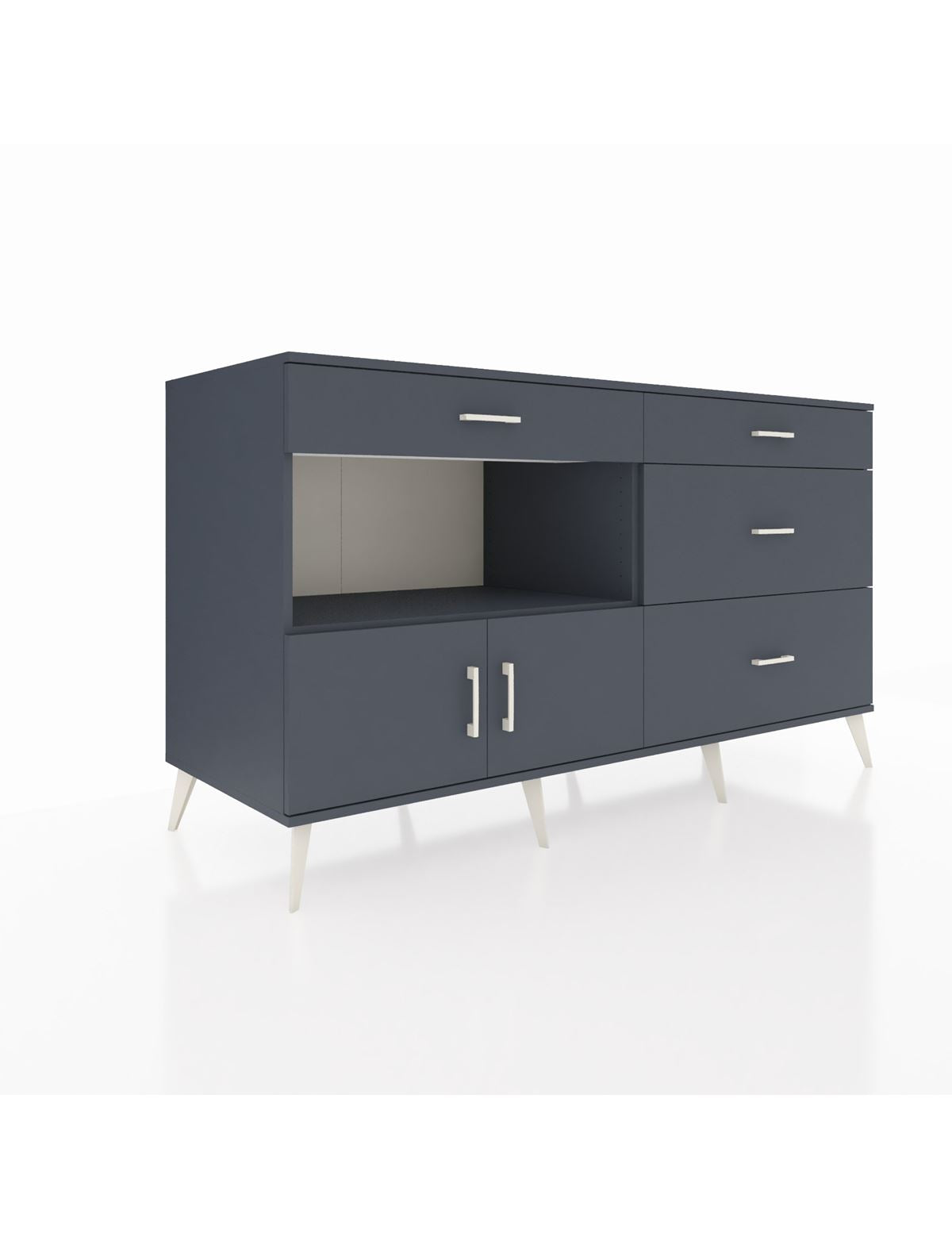 Kronos Konsol Tek Raflı 4 Çekmeceli 2 Kapaklı 176x59x99 Antrasit-Antrasit