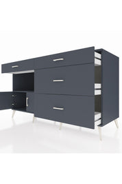 Kronos Konsol Tek Raflı 4 Çekmeceli 2 Kapaklı 176x59x99 Antrasit-Antrasit