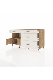 Kronos Konsol Tek Raflı 4 Çekmeceli 2 Kapaklı 176x59x99 Çam-Çam/Aytaşı