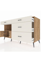 Kronos Konsol Tek Raflı 4 Çekmeceli 2 Kapaklı 176x59x99 Çam-Çam/Aytaşı