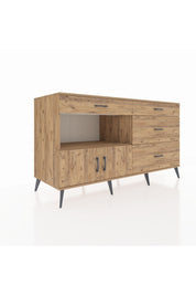 Kronos Konsol Tek Raflı 4 Çekmeceli 2 Kapaklı 176x59x99 Çam-Çam