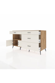 Kronos Konsol Tek Raflı 4 Çekmeceli 2 Kapaklı 176x59x99 Çam-Aytaşı