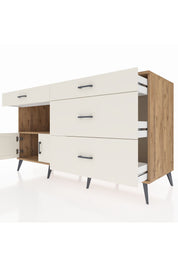 Kronos Konsol Tek Raflı 4 Çekmeceli 2 Kapaklı 176x59x99 Çam-Aytaşı