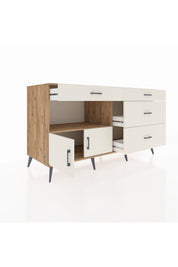 Kronos Konsol Tek Raflı 4 Çekmeceli 2 Kapaklı 176x59x99 Çam-Aytaşı