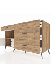 Kronos Konsol Tek Raflı 4 Çekmeceli 2 Kapaklı 176x59x99 Çam-Aytaşı/Çam