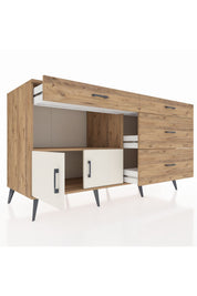 Kronos Konsol Tek Raflı 4 Çekmeceli 2 Kapaklı 176x59x99 Çam-Aytaşı/Çam