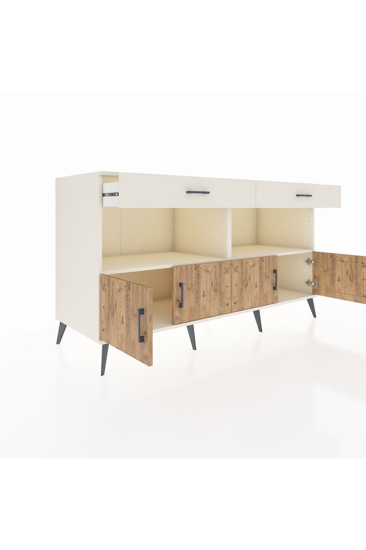 Kronos Konsol 2 Raflı 2 Çekmeceli 4 Kapaklı 176x59x99 Aytaşı-Çam/Aytaşı