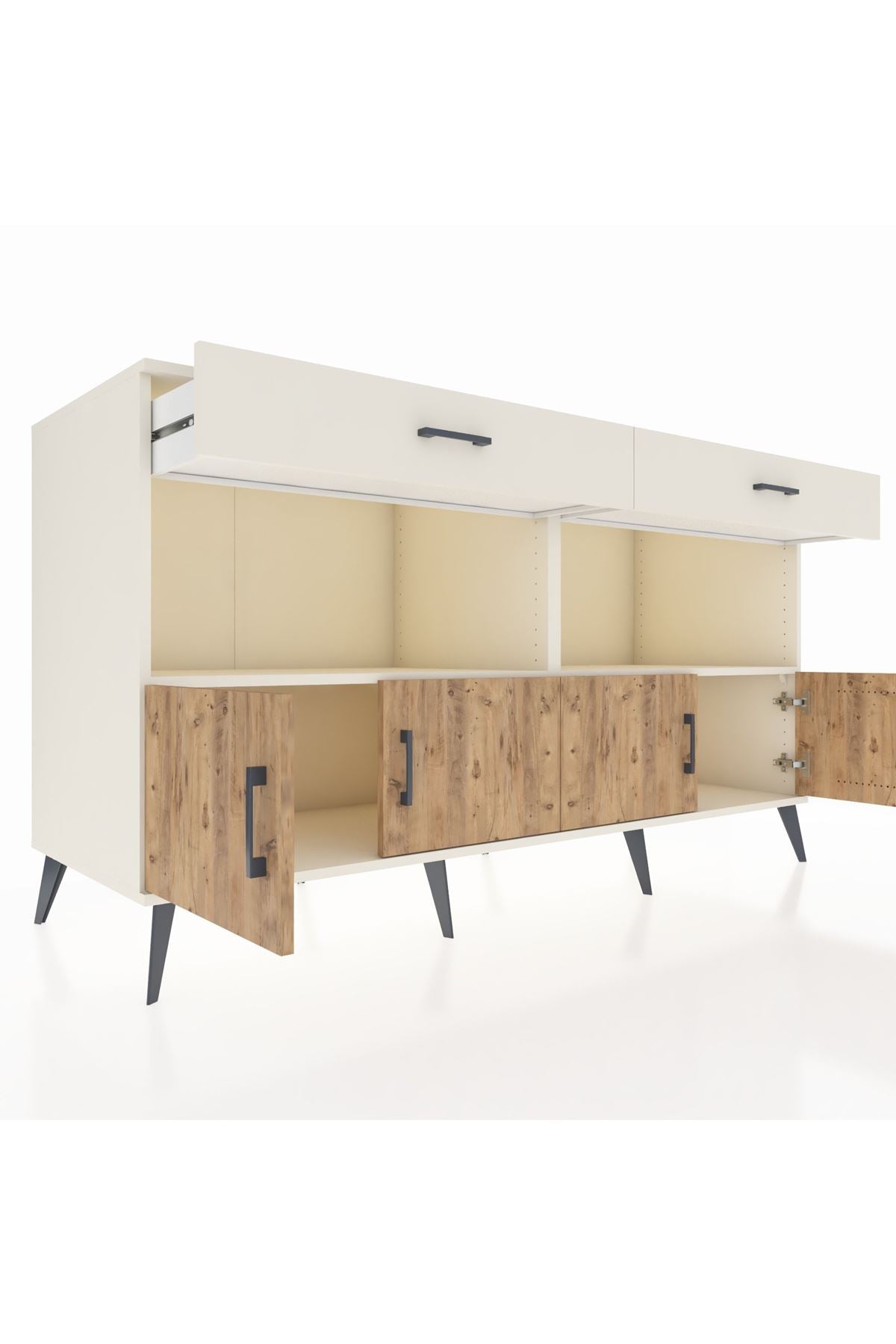 Kronos Konsol 2 Raflı 2 Çekmeceli 4 Kapaklı 176x59x99 Aytaşı-Çam/Aytaşı