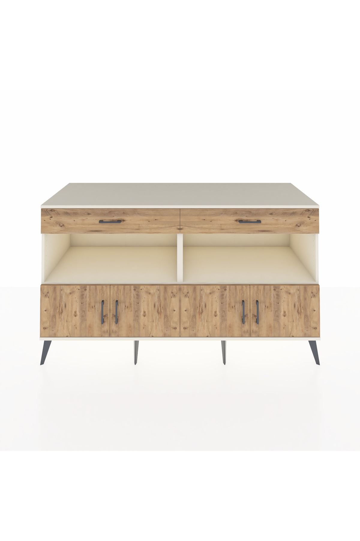 Kronos Konsol 2 Raflı 2 Çekmeceli 4 Kapaklı 176x59x99 Aytaşı-Çam