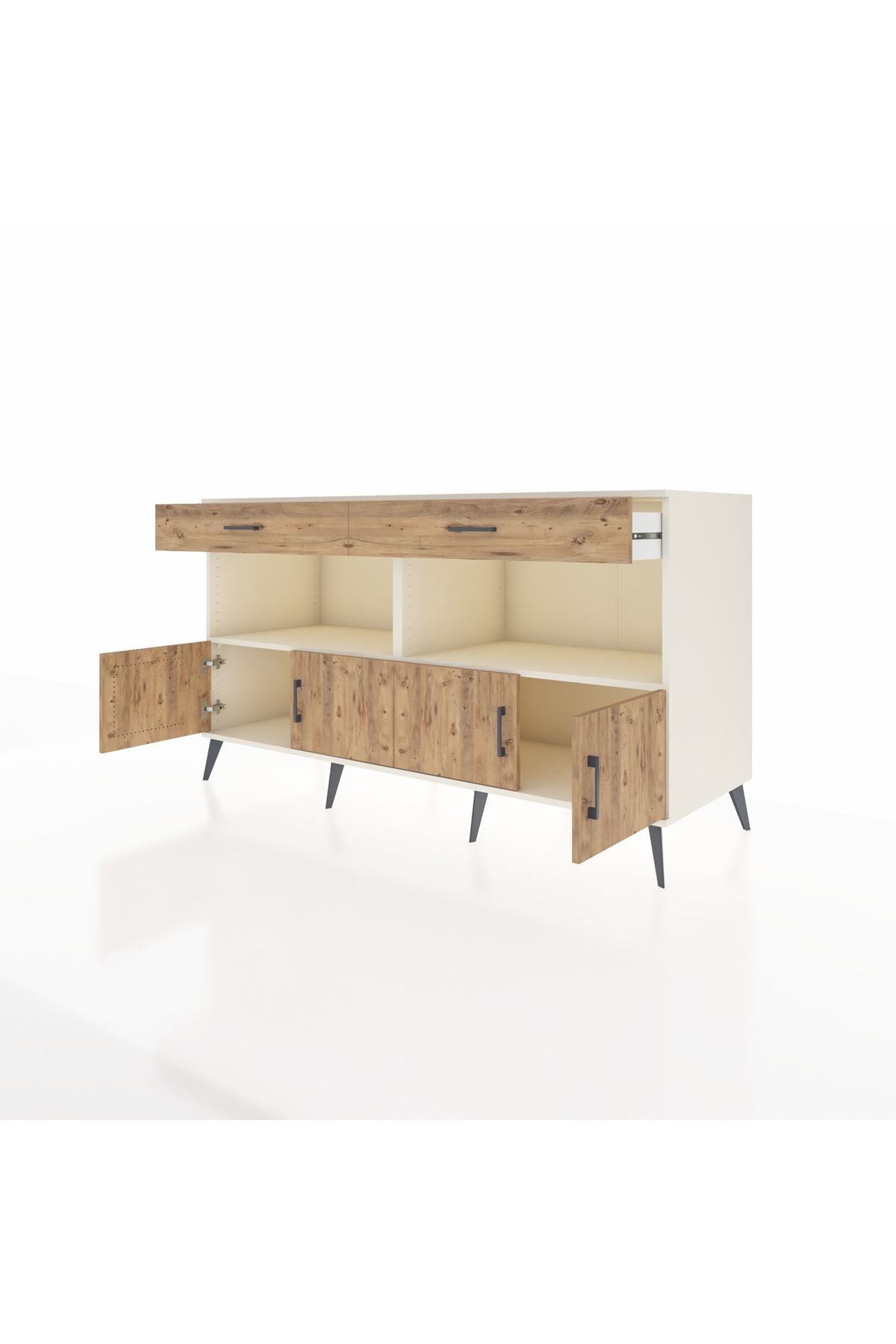 Kronos Konsol 2 Raflı 2 Çekmeceli 4 Kapaklı 176x59x99 Aytaşı-Çam