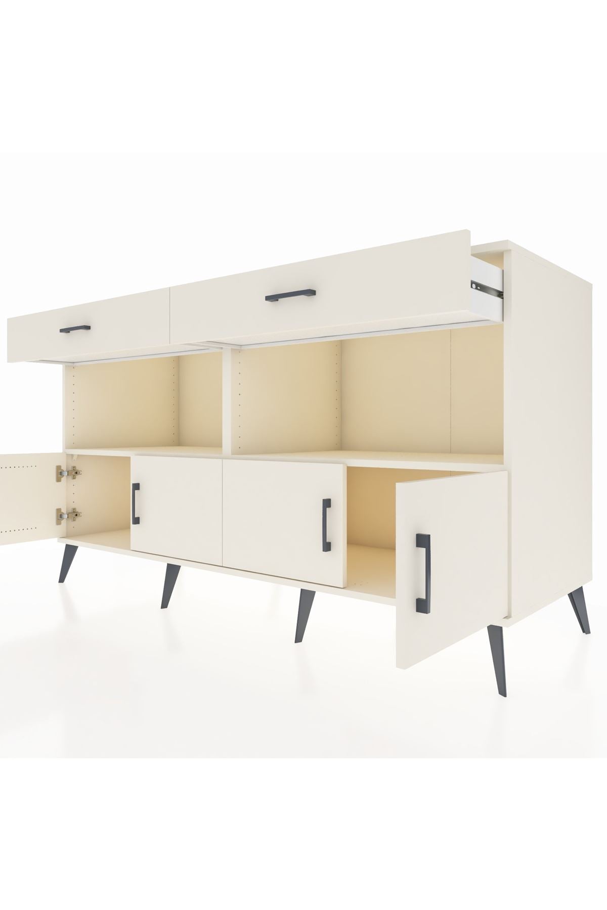 Kronos Konsol 2 Raflı 2 Çekmeceli 4 Kapaklı 176x59x99 Aytaşı-Aytaşı