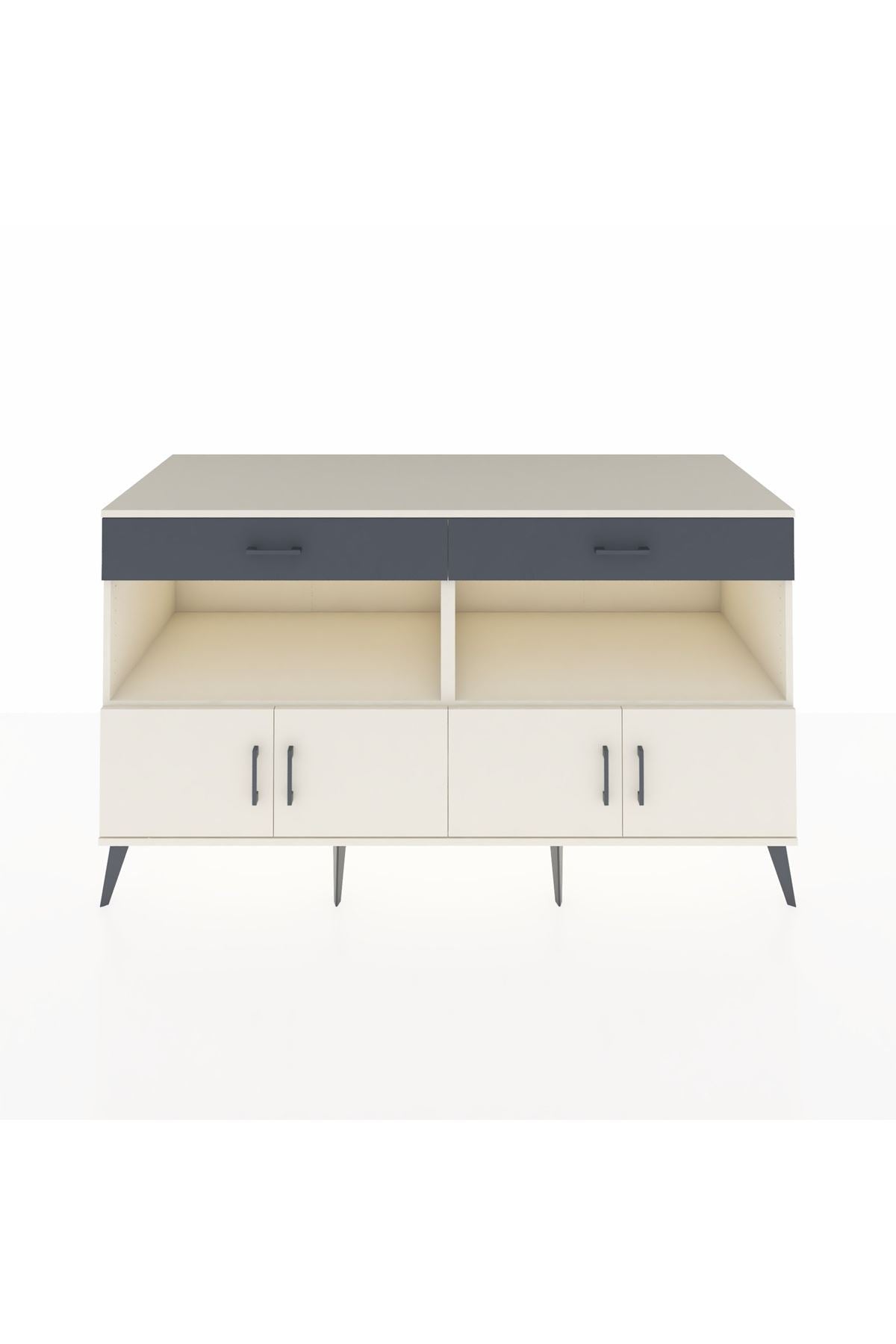 Kronos Konsol 2 Raflı 2 Çekmeceli 4 Kapaklı 176x59x99 Aytaşı-Aytaşı/Antrasit
